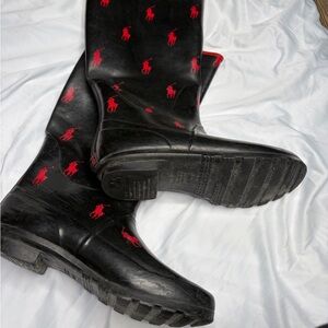 Polo by Ralph Lauren Black and Red Winter Rain Boots